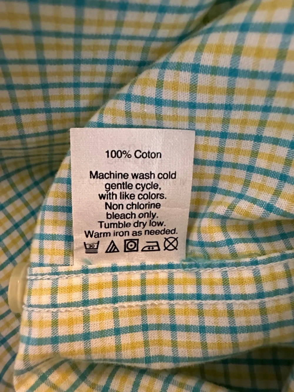 J. Crew Men's Blue Yellow White Small Check Button Down Long Sleeve‎ Shirt Sz XL